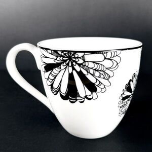 Vintage Lenox Kate Spade Collaboration White Black Porcelain Mug Dogwood Point